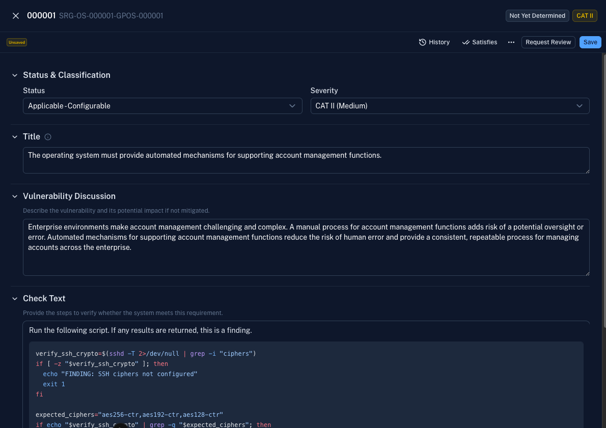 Editing security requirements in Sindre